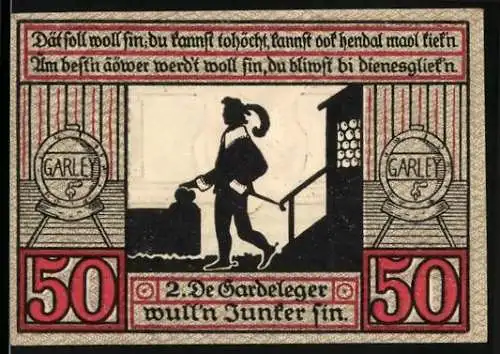 Notgeld Stendal 1921, 50 Pfennig, Stadtwappen und Gardeleger Motiv, Serie B, gültig bis 31.12.1921