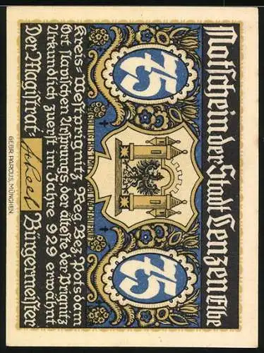 Notgeld Lenzen, 1921, 75 Pfennig, Schloss Eldenburg bei Lenzen mit altem Gutshofsturm