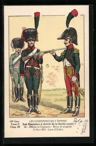 AK Soldaten der Kavallerie, Officier et Chasseurs-Revue de propretè 1803