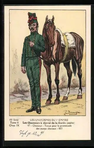 AK Les Uniformes du Ier Empire, Les Chasseurs à cheval de la Garde, Chasseur, 1813, Kavallerie