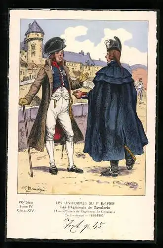 AK Les Régiments de Cavalerie, En manteaux, 1800-1803, Les Uniformes du 1er Empire, Kavallerie