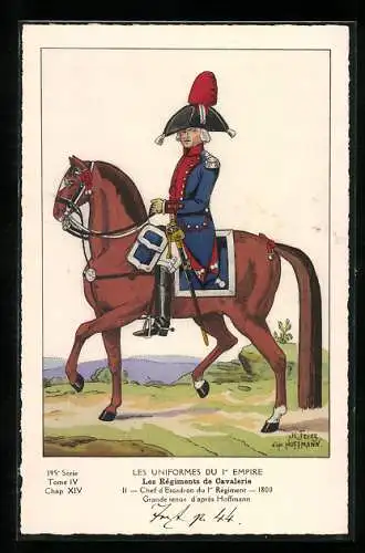 AK Les Régiments de Cavalerie, Chef d`Escadron du 1er Régiment 1800, Les Uniformes du Ier Empire