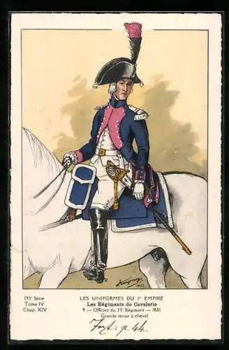 AK Les Régiments de Cavalerie, Officiers du 23e Régiment 1801, Les Uniformes du Ier Empire