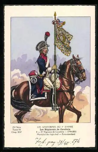 AK Les Régiments de Cavalerie, 15e Régiment de Cavalerie 1799-1802, Maréchal-des-logis chef, Porte-étendard