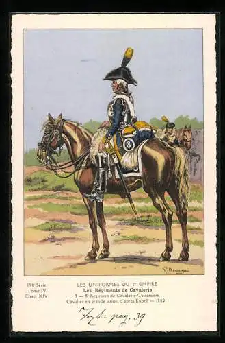 AK Les Régiments de Cavalerie, 8e Régiment de Cavalerie-Cuirassiers, Cavalier en grande tenue 1800