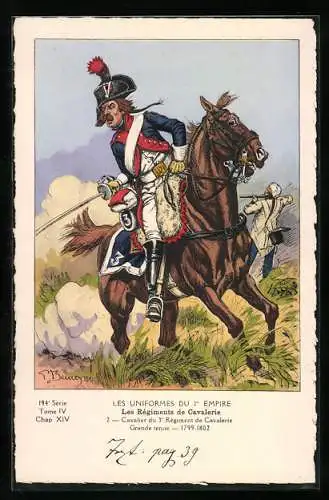 AK Les Régiments de Cavalerie, Cavalier du 3e Régiment de Cavalerie, Grande tenue, 1799-1802