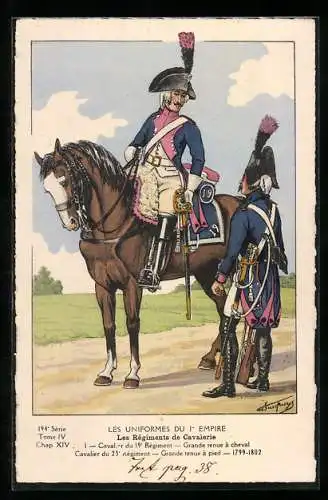 AK Les Uniformes du Ier Empire, Les Régiments de Cavalerie, Cavalier du 19e Régiment, Grande tenue à cheval, Kavallerie