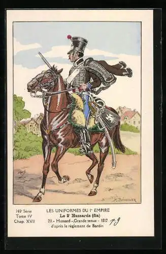 AK Les Uniformes du Ier Empire, Le 2e Hussards fin, Hussard, Grande tenue 1812, Kavallerie