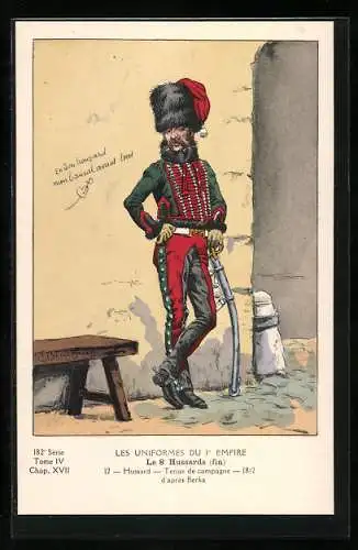 Künstler-AK Le 8e Hussards, Hussard, tenue de campagne 1812