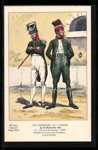 Künstler-AK Le 8e Hussards, Adjudant de semaine 1808, adjudant en petite tenue d`Intérieur