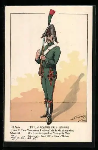 AK Soldat der Kavallerie, Exercice à pied au Champ de Mars-Chasseur 1803