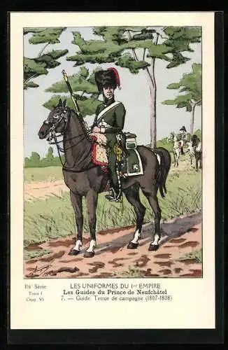 Künstler-AK Les Guides du Prince de Neufchatel, Guide, tenue de campagne 1807-08