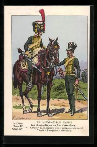 Künstler-AK Les chevau-légers du Duc d`Arenberg, Cavaliers (Compagnie d`élite et ordinaire)