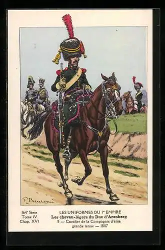 Künstler-AK Les chevau-légers du Duc d`Arenberg, Cavalier de la Compagnie d`élite, grande tenue 1807