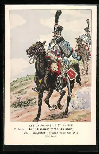 Künstler-AK Le 1er Hussards vers 1810, Brigadier, grande tenue vers 1810