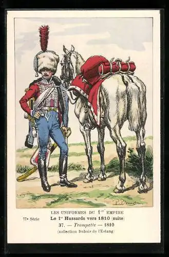 Künstler-AK Le 1er Hussards vers 1810, Trompette 1810