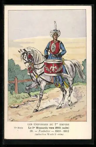 Künstler-AK Le 1er Hussards vers 1810, Timbalier 1810-12