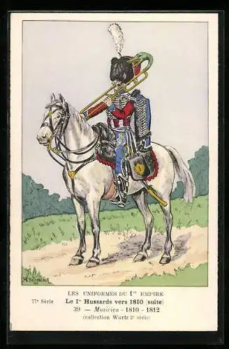 Künstler-AK Le 1er Hussards vers 1810, Musicien 1810-12