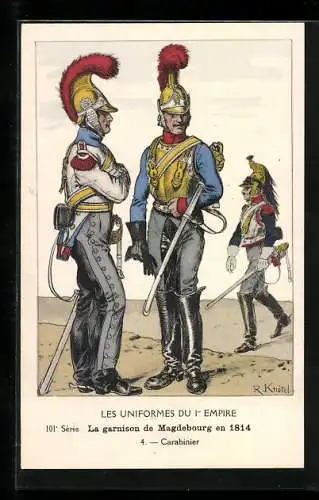 Künstler-AK La garnison de Magdebourg en 1814, Carabinier