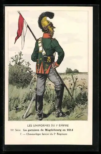 Künstler-AK La garnison de Magdebourg en 1814, Chevau-léger lancier du 2e Régiment