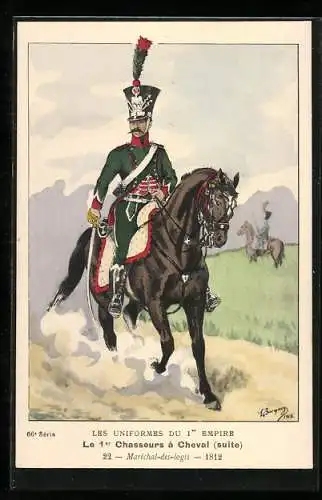 Künstler-AK Le 1er Chasseurs à cheval, Maréchal-des-Logis 1812