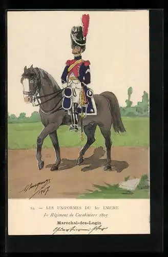 Künstler-AK 1er Régiment de Carabiniers 1805, Maréchale-des-Logis