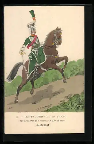 Künstler-AK 21e Régiment de Chasseurs à Cheval 1806, Lieutenant