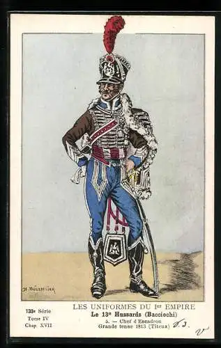 Künstler-AK Le 13e Hussards, Chef d`Escadron, Grande tenue 1813