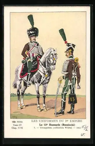 Künstler-AK Le 13e Hussards, Trompettes 1813