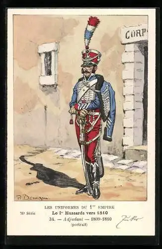 Künstler-AK Le 1er Hussards vers 1810, Adjudant, 1809-1810