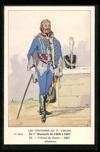 Künstler-AK Le 1er Hussards de 1805 à 1807, Colonel de Juniac 1807