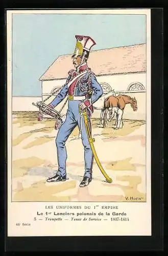 Künstler-AK Le 1er Lanciers polonais de la Garde, Trompette, Tenue de Service 1807-1814