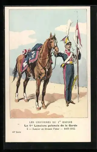 Künstler-AK Le 1er Lanciers polonais de la Garde, Lancier en Grande Tenue 1809-14