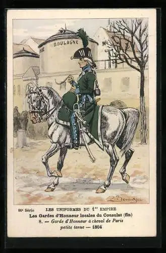 Künstler-AK Les Gardes d`Honneur locales du Consulat, Garde d`Honneur à cheval de Paris, petite tenue 1804