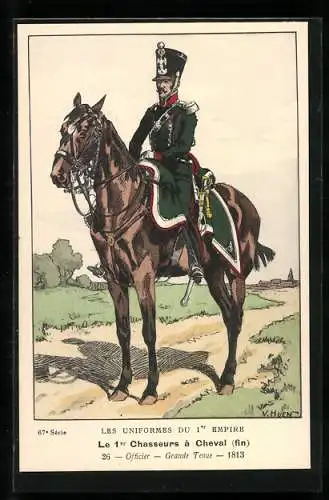 Künstler-AK Les 1er Chasseurs à Cheval, Officier, grande tenue 1813