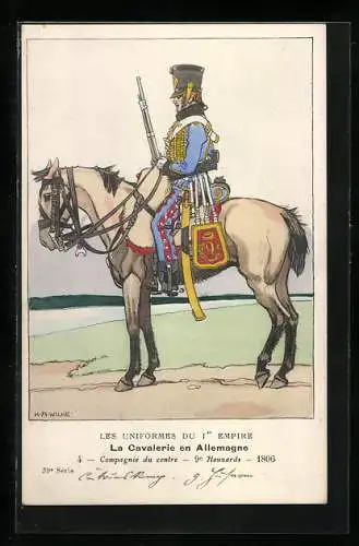 Künstler-AK K. A. Wilke: Les Uniformes du Ier Empire, La Cavalerie en Allemagne, 9e Houzards, 1806