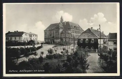 AK Settenz, Schillerplatz mit Schule