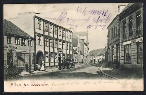 AK Haderslev, Strassenpartie mit dem Central-Hotel