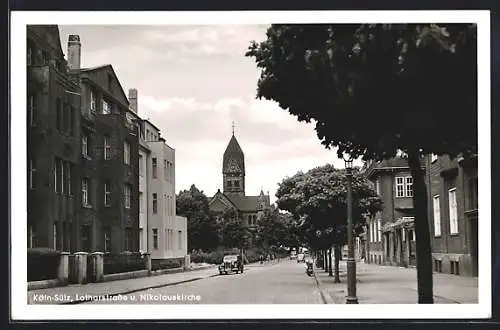 AK Köln-Sülz, Lotharstrasse und Nikolauskirche