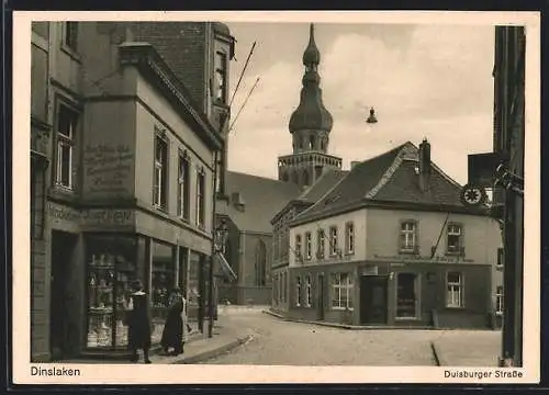 AK Dinslaken, Duisburger Strasse mit Restaurant zum Deutschen Haus