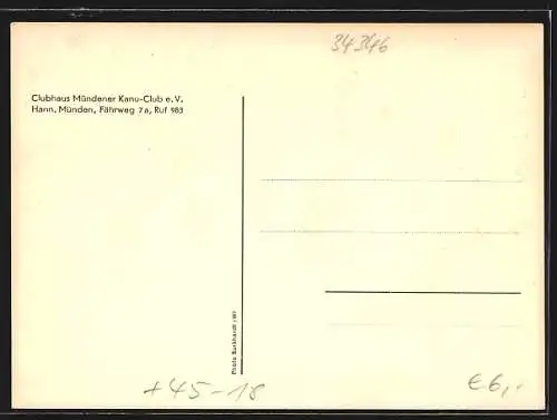 AK Hann. Münden, Clubhaus Mündener Kanu-Club e. V., Fährweg 7a