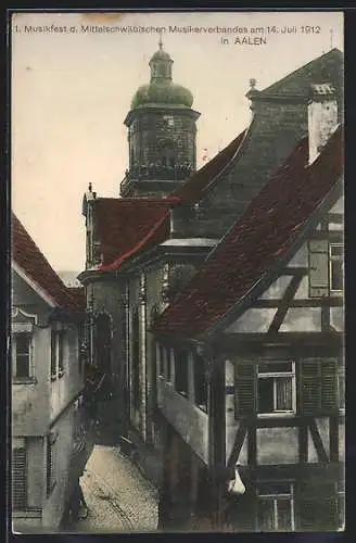 AK Aalen, 1. Musikfest d. Mittelschwäbischen Musikerverbandes 1912, Ortsansicht