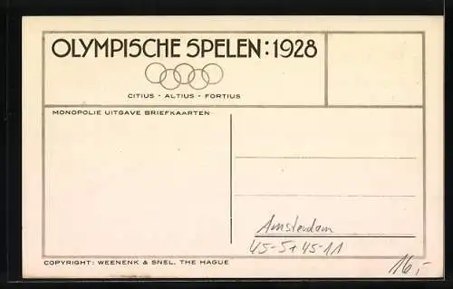 AK Amsterdam, Olympia 1928, Fussballmatch Urugay-Argentinien, Torwart