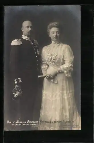 AK Herzog Johann Albrecht von Braunschweig mit Herzogin