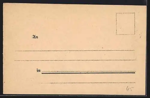 Lithographie Konstanz, Kath. Vereinshaus St. Johann und Kirche, Neujahrsgruss