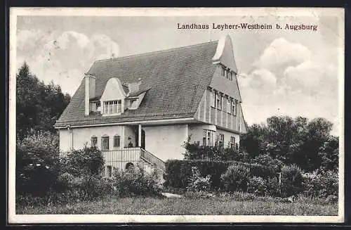 AK Augsburg, Landhaus Leyherr-Westheim mit Garten