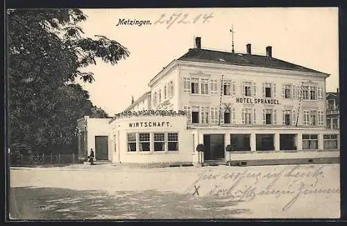 AK Metzingen / Württ., Hotel Sprandel mit Restaurant