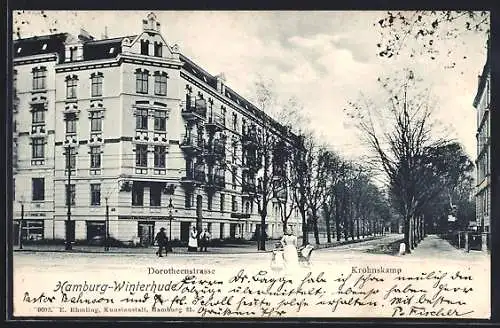 AK Hamburg-Winterhude, Dorotheenstrasse und Krohnskamp