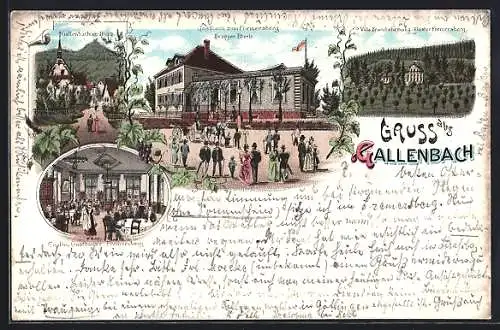 Lithographie Gallenbach / Baden, Gasthaus zum Fremersberg v. Eberle mit Saal, Villa Brand