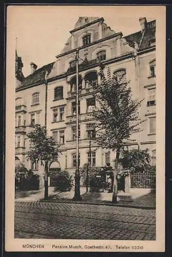 AK München, Die Pension Musch in der Goethestr. 47